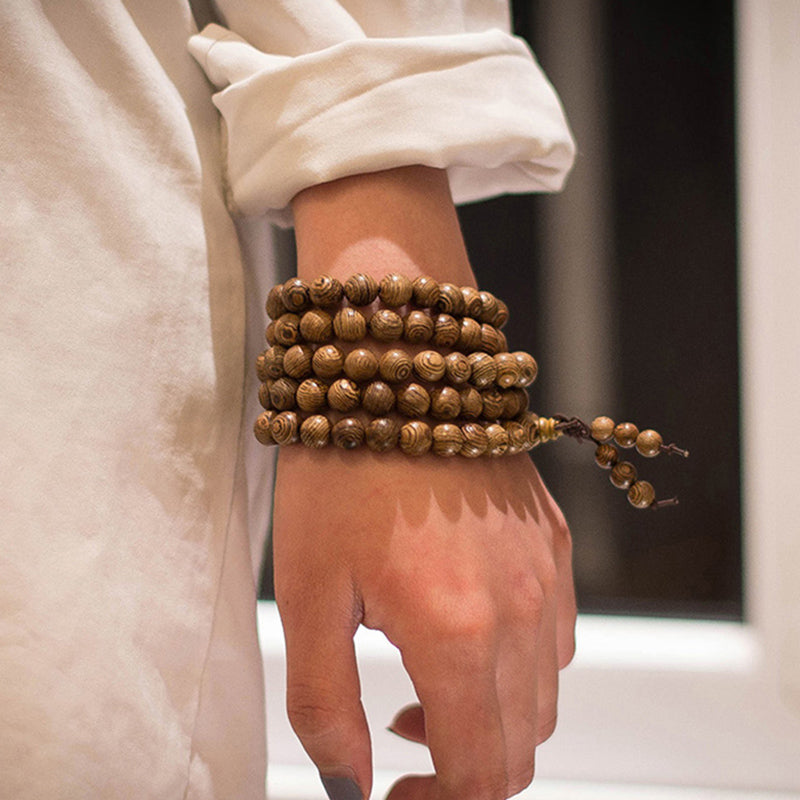 Bracelet Mâla BOIS CLAIR (108 perles) - Esprit Mandala