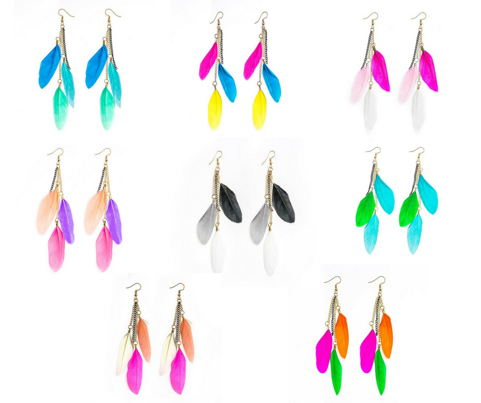 Boucles d'oreilles FEATHER-tricolore- (8 modèles) - Esprit Mandala