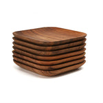 Assiettes carrées en bois ACACIA (par 2) - Esprit Mandala