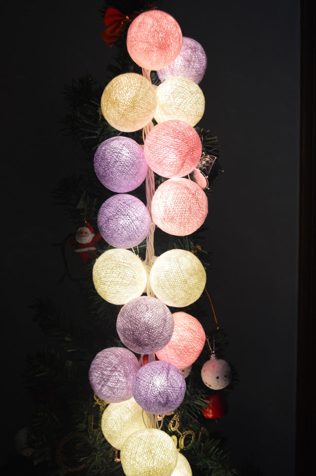 Guirlande lumineuse coton 3 mètres - PASTEL - - Esprit Mandala