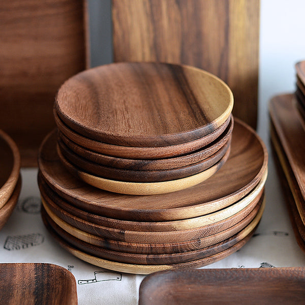 Assiette Ronde En Bois D'Acacia 15cm - Bol Naturel Élégant Pour Salade Et Décoration De Table