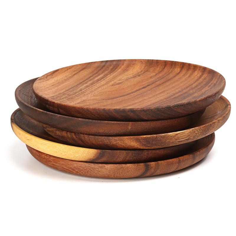 Assiettes rondes en bois ACACIA - Esprit Mandala
