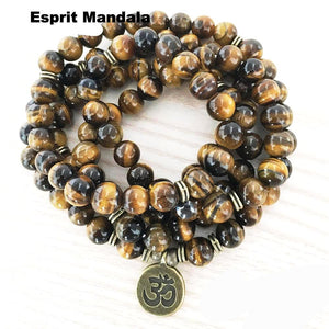 Bracelet Mala tibétain OEIL DU TIGRE - Esprit Mandala