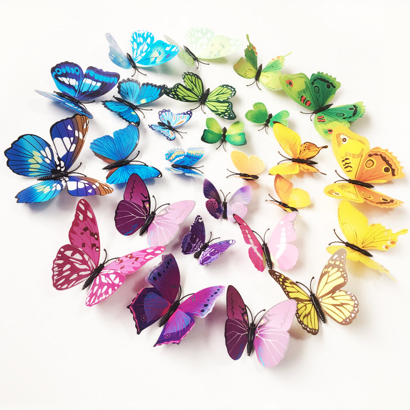 Papillons multicolores 3D adhésifs - 12 pièces - POP - Esprit Mandala