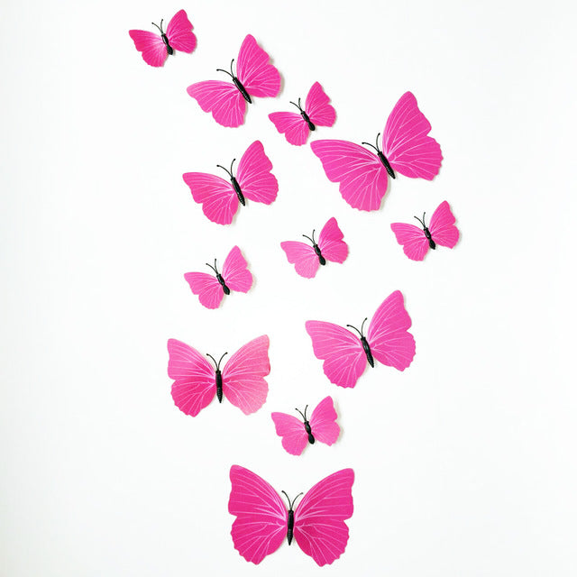 Papillons multicolores 3D adhésifs - 12 pièces - POP - Esprit Mandala