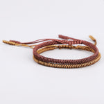 Bracelets de la CHANCE tibétains Cordons or & brun - Esprit Mandala