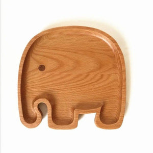 Assiette en bois petit Éléphant KAWAÏ - Esprit Mandala