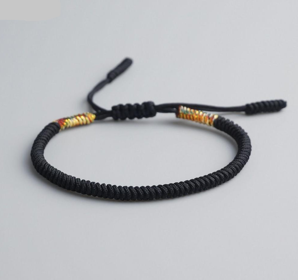 Bracelet de la CHANCE tibétain Cordon noir - Esprit Mandala
