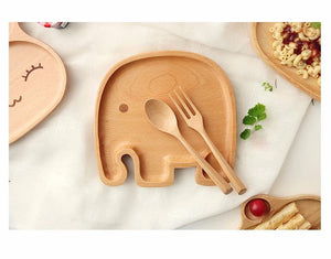 Assiette en bois petit Éléphant KAWAÏ - Esprit Mandala