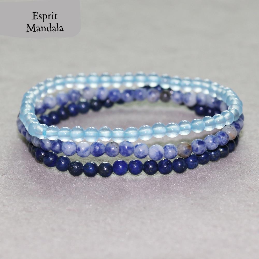 Trio Bracelets SÉRÉNITÉ (Lapis lazuli, Célestine & Sodalite) - Esprit Mandala