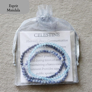 Trio Bracelets SÉRÉNITÉ (Lapis lazuli, Célestine & Sodalite) - Esprit Mandala