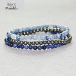 Trio Bracelets PAIX INTÉRIEURE (Sodalite, Pyrite & Aventurine bleue) - Esprit Mandala