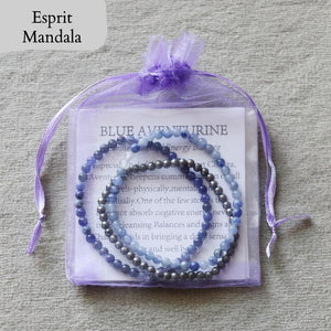 Trio Bracelets PAIX INTÉRIEURE (Sodalite, Pyrite & Aventurine bleue) - Esprit Mandala