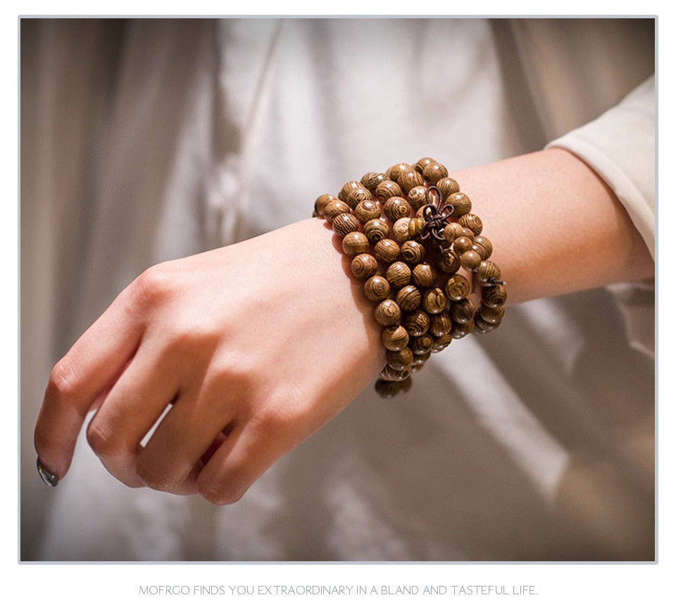 Bracelet Mâla BOIS CLAIR (108 perles) - Esprit Mandala