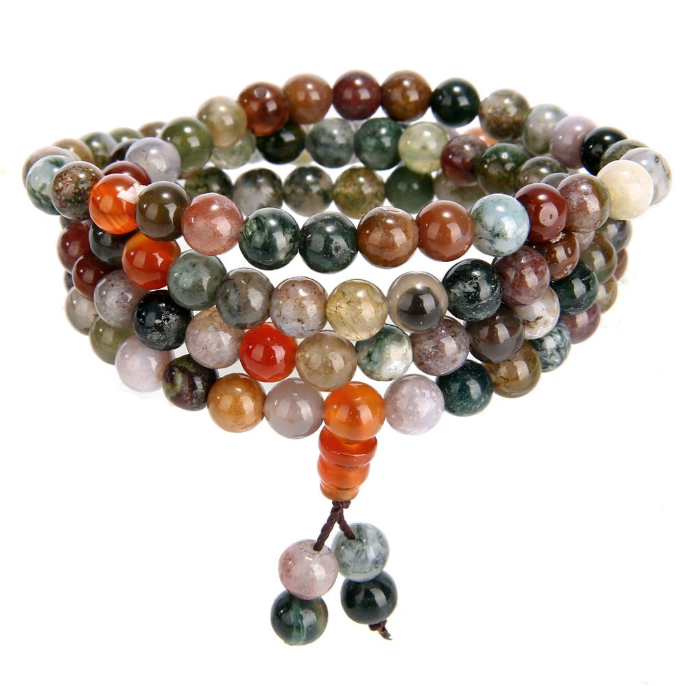 Bracelet Mala tibétain AGATE ARC-EN-CIEL - Esprit Mandala